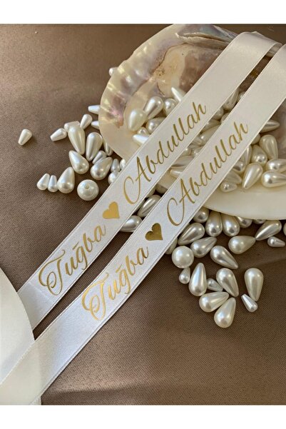 İsabella Accessories Söz Nişan Kurdelesi İsimli Sade ve Şık Söz Kurdelesi Krem 4 Farklı Renk Seçeneği Genişlik 2 Cm
