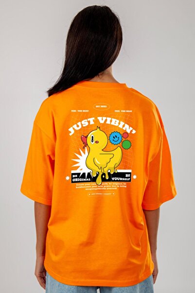 Coredra Помаранчева футболка Oversize Just Vibin - Жіноча