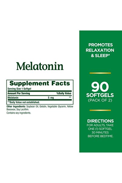 Nature's Bounty Melatonin, 100% Drug-Free Sleep Aid, Promotes Relaxation & Sleep, 5mg, 90 Softgels