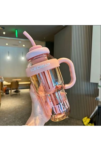 hediyeconcepti 1200ml Large Capacity Cartoon No Odor Ice Bullies Ice Cream Soft Drink Flask