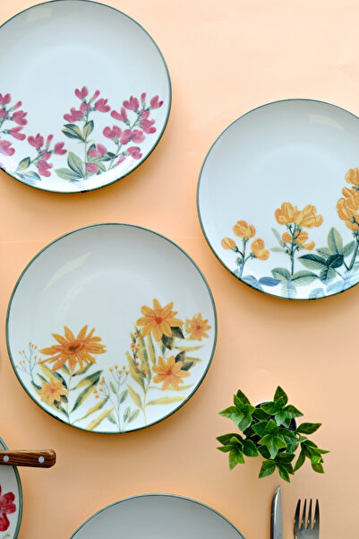 tabakevi TABAK EVİ Porselen New Flower Garden Pasta Tabağı 20cm 6 Kişilik 6 Parça TVL6PTPRS1115