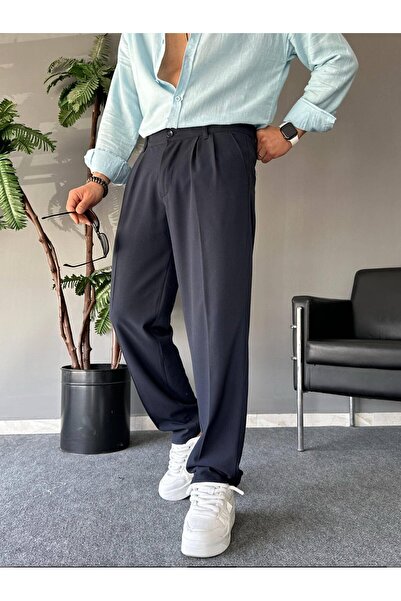 THEMANN Баггі-крій, плісировані, сині штани