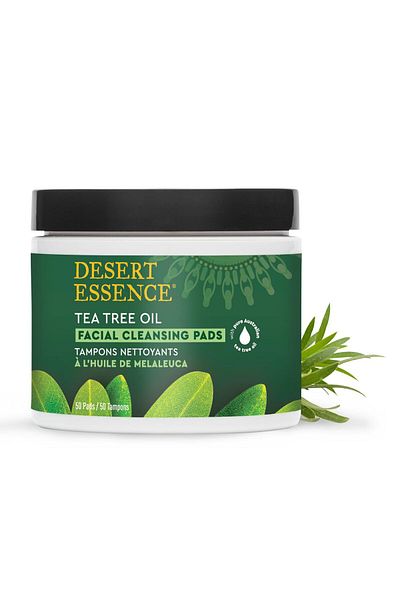 Desert Essence Tea Tree Oil Facial Cleansing Pads - Makeup Remover, Cleanser & Toner - 50 Pads