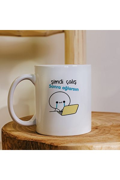 DİLAHOME كوب بورسلين فكاهي من Now Work، You Cry Later - كوب تحفيزي ومكتب بسعة 300 مل