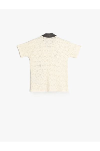 Koton Embroidery Detailed Cotton Openwork Short Sleeve Shirt