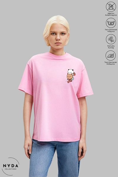 Nyda Collections Μπλουζάκι Bubu Dudu Scooter Printed Cotton Oversize - Crew Neck, κοντομάνικο Unisex