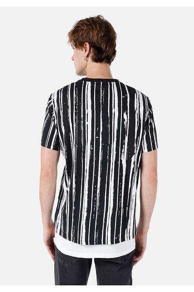 Colin's Comfort Fit Round Neck Printed Men's Black Short Sleeve T-Shirt