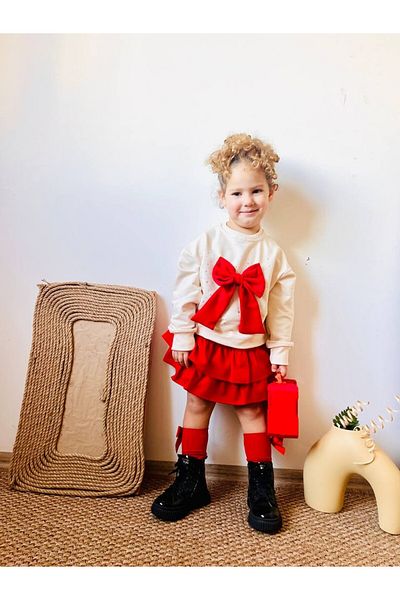 Bisahane Girl's Bow Skirt Set