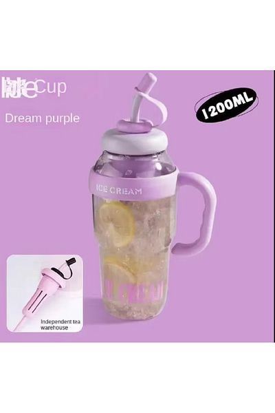 hediyeconcepti 1200ml Large Capacity Cartoon No Odor Ice Bullies Ice Cream Soft Drink Flask