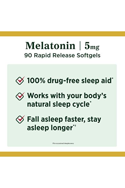 Nature's Bounty Melatonin, 100% Drug-Free Sleep Aid, Promotes Relaxation & Sleep, 5mg, 90 Softgels