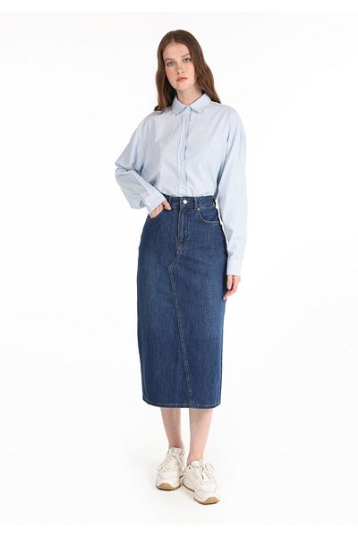Colin's Fusta albastră pentru femei, slim fit, cu fermoar