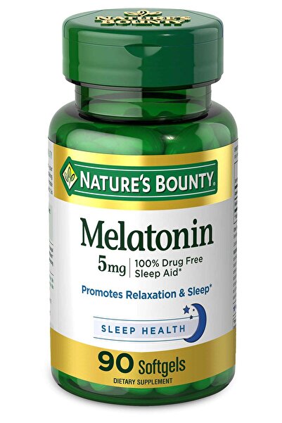 Nature's Bounty Melatonin, 100% Drug-Free Sleep Aid, Promotes Relaxation & Sleep, 5mg, 90 Softgels