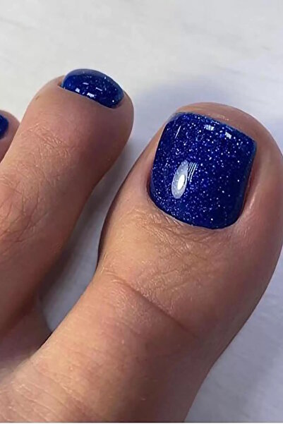 CAŞ DEKORASYON 12'li Lacivert Renk Sim Detaylı Ayak Takma Tırnak Seti