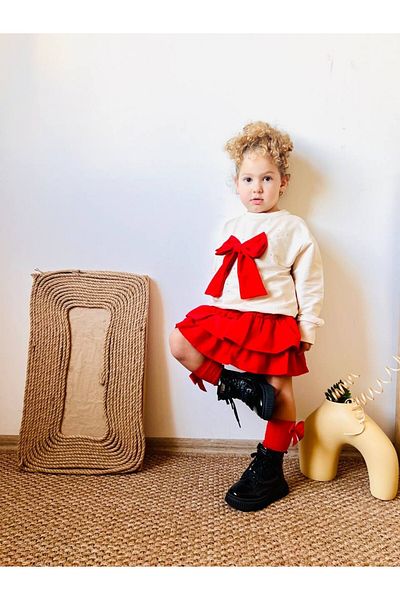 Bisahane Girl's Bow Skirt Set