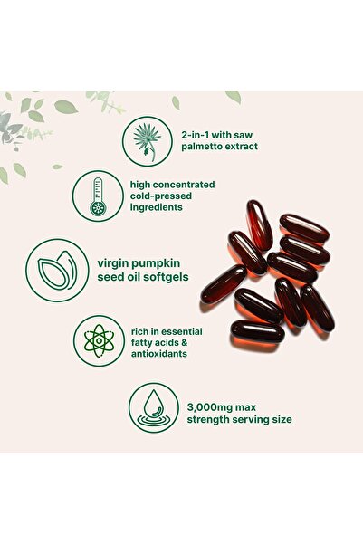 Micro ingredients Pumpkin Seed Oil with Saw Palmetto, 3000mg, 300 Softgels | Hair, Urinary, Bladder & Prostate Support