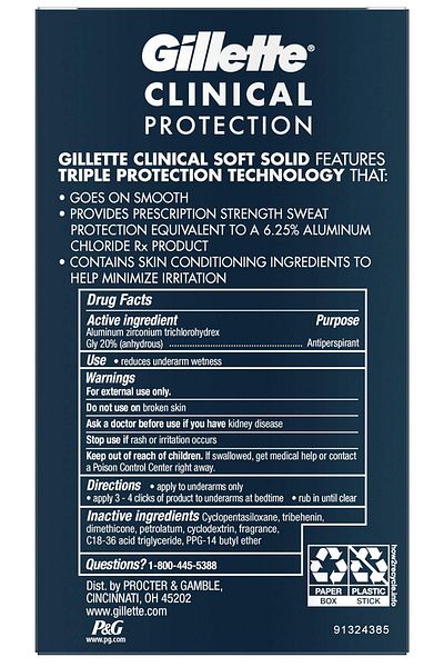 Gillette Clinical Anti-Perspirant Deodorant, Ultimate Fresh Advanced Solid 1.70 oz (Pack of 12)