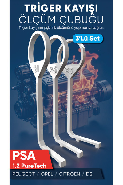 MooverPrint Psa Grubu Araçlar Için Triger Kayışı Ölçüm Çubuğu 3'lü Set / Peug...