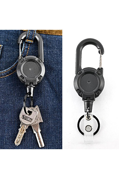 Choice سلسلة مفاتيح مرنة قابلة للسحب من المعدن الأسود المضاد للسرقة، حلقة مفاتيح مضادة للضياع