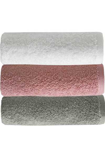 Mira Home 3-Piece Solid Color Hand and Face Towel Set Cotton 50X90 cm Gray-Ro...