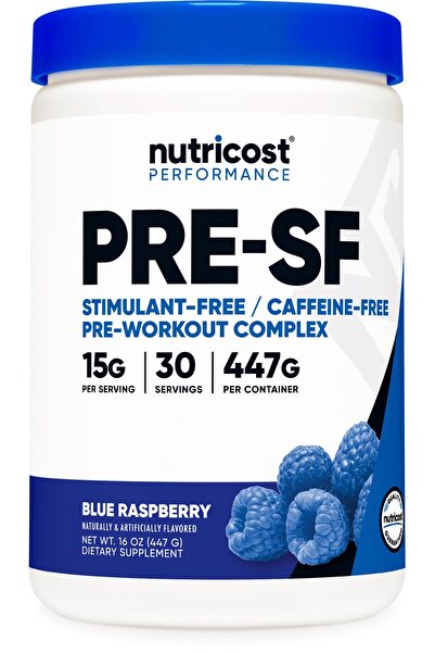 Nutricost Stim-Free Pre-Workout, 30 Servings - Blue Raspberry, Caffeine-Free, Non-GMO, Gluten-Free