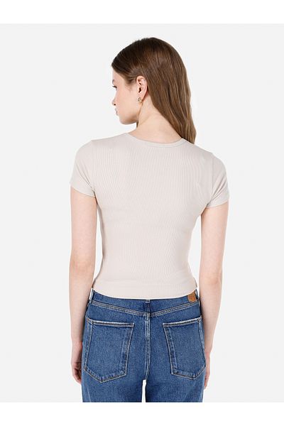 Colin's Tricou cu mânecă scurtă, bej, cu gât rotund, slim fit
