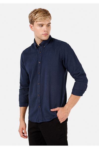 Colin's Cămașă Regular Fit Gât Solid Cămașă cu mânecă lungă pentru bărbați bleumarin Cl 1070811