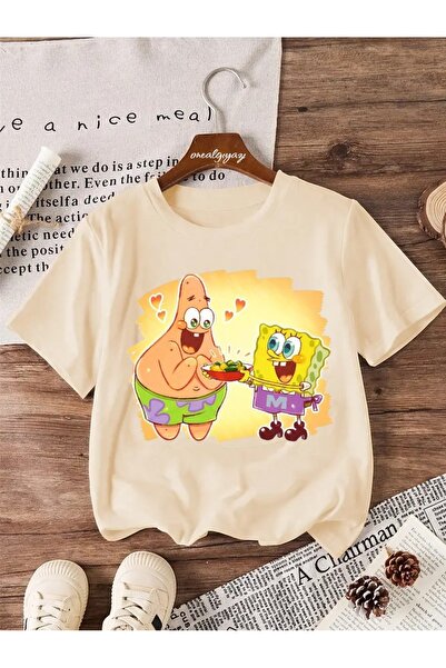 oneagılyazı تي شيرت كبير الحجم مطبوع عليه شيف سبونج بوب للأطفال