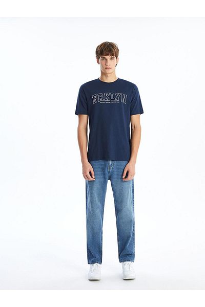 LC Waikiki Kurzärmliges, bedrucktes Herren-T-Shirt aus gekämmter Baumwolle mit Rundhalsausschnitt