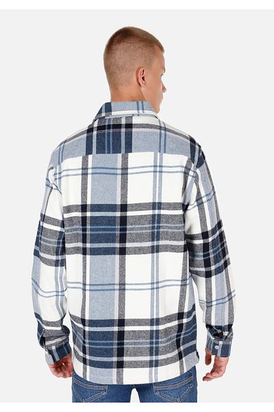 Colin's Мъжка риза с дълъг ръкав Comfort Fit с карирана яка, синя