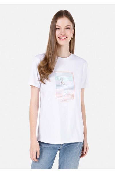 Colin's Tricou alb de damă cu mânecă scurtă