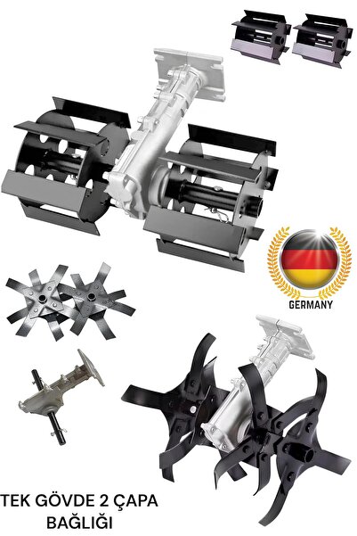 DYNAMİC MAX Toprak Eşeleme Çapa Aparatı Tek Gövde  2 Başlık Çim Biçme Tırpan ...