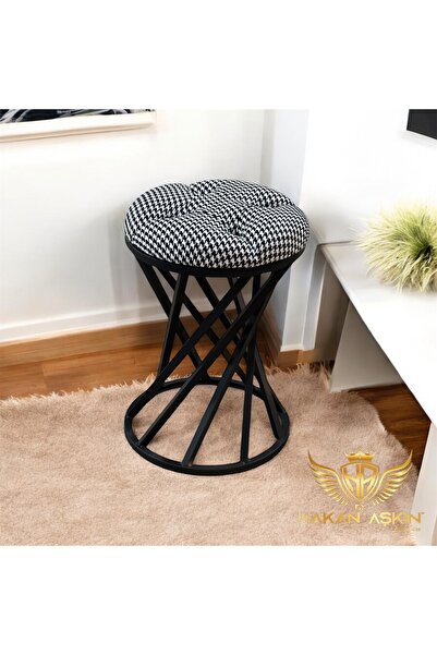 BY HAKAN AŞKIN Kapitoneli Tornado Metal Pota Ayaklı kazayağı black Pota Puf S...