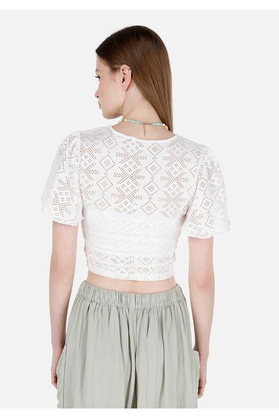 Colin's Tricou alb cu mânecă scurtă pentru femei, slim fit, cu decolteu în V