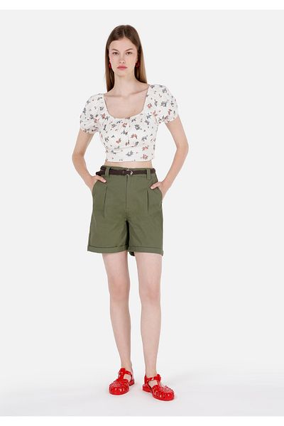 Colin's Slim Fit Low Waist Women's Green Shorts