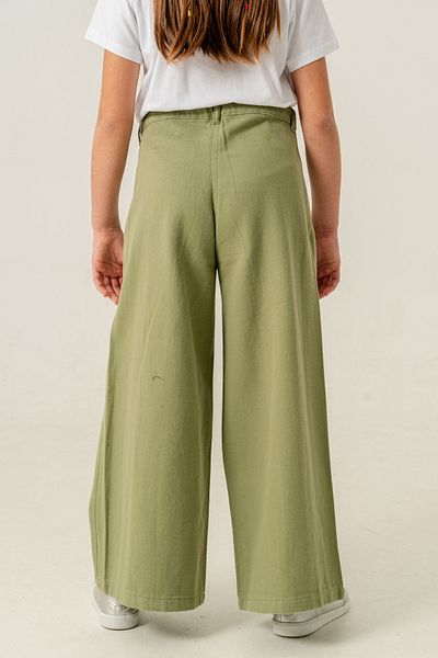 GİYİCEM TEKSTİL Girl's Pleated Wide Linen Trousers 2573