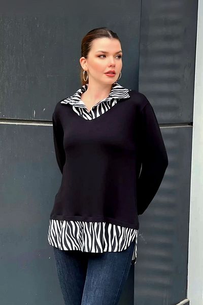 aytemas Zebra Pattern Shirt Blouse