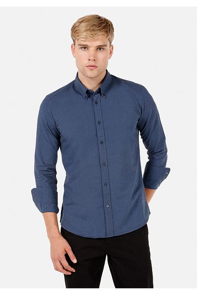Colin's Slim Fit Shirt Neck Men's Navy Blue Long Sleeve Shirt Cl 1071394