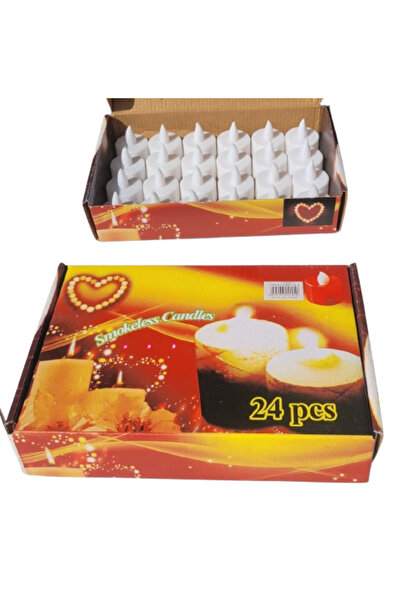 Generic شموع زينه بدون لهب لون ابيض 24 قطعة