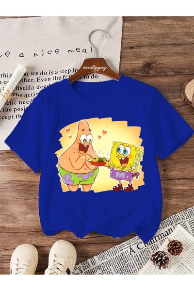 oneagılyazı تي شيرت كبير الحجم مطبوع عليه شيف سبونج بوب للأطفال