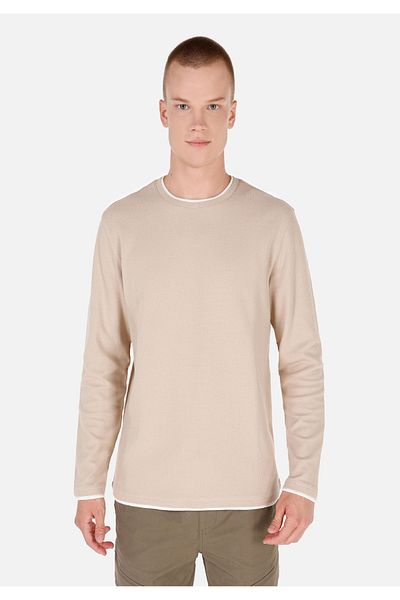 Colin's Tricou cu mânecă lungă pentru bărbați, cu decolteu normal, bej Cl 1069828