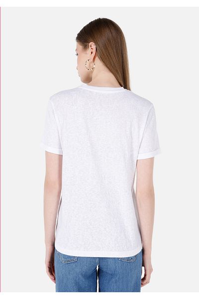 Colin's Tricou alb de damă cu mânecă scurtă
