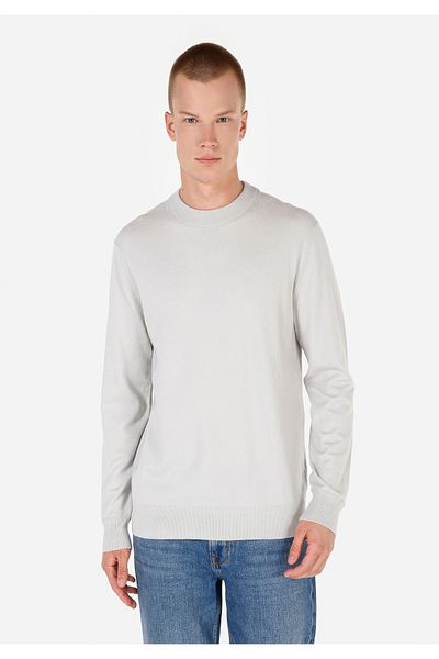 Colin's Regular Fit Round Neck Jacquard Men's Gray Sweater