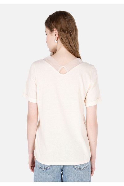Colin's Regular Fit V-Neck Plain Women's Ecru Short Sleeve T-Shirt