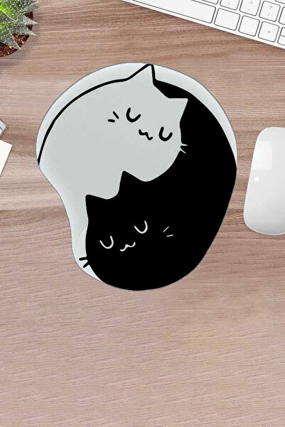 KARMAT Damla, alb-negru pisică l, mouse pad cu pisică modele, cu imprimeu sup...