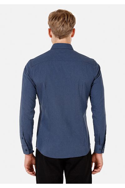 Colin's Slim Fit Shirt Neck Men's Navy Blue Long Sleeve Shirt Cl 1071394