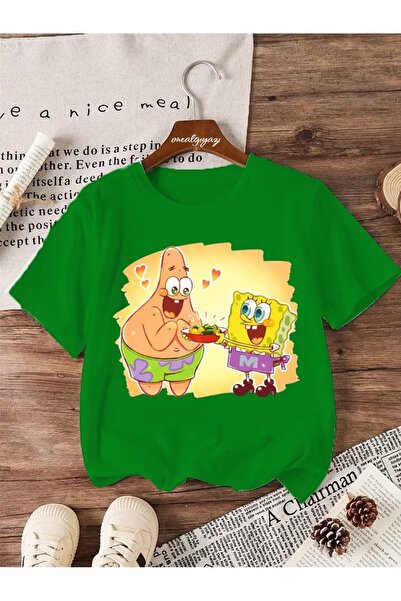 oneagılyazı تي شيرت كبير الحجم مطبوع عليه شيف سبونج بوب للأطفال