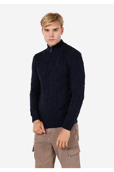 Colin's Pulover pentru bărbați, albastru marin, cu guler vertical, slim fit