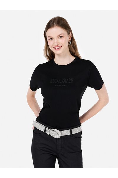 Colin's Regular Fit Crew Neck Black Women's Short Sleeve T-Shirt