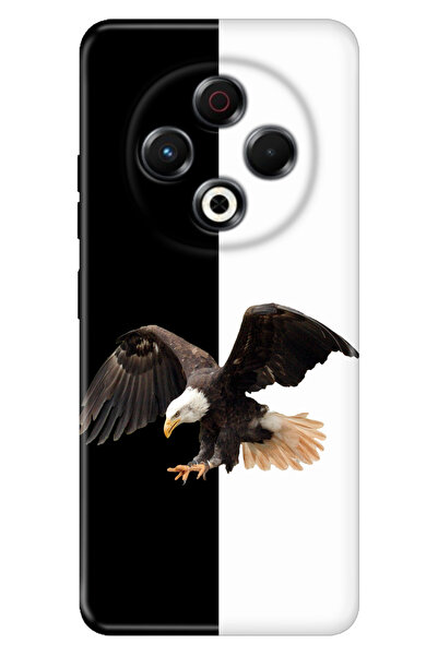 TECNO Spark 30 KL6 Kılıf Kamera Koruma Silikon Baskılı Siyah Beyaz Parçalı