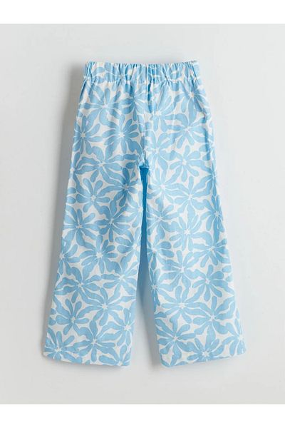 LC Waikiki Lcw Eco Blue Elastic Waist Floral Girl's Trousers